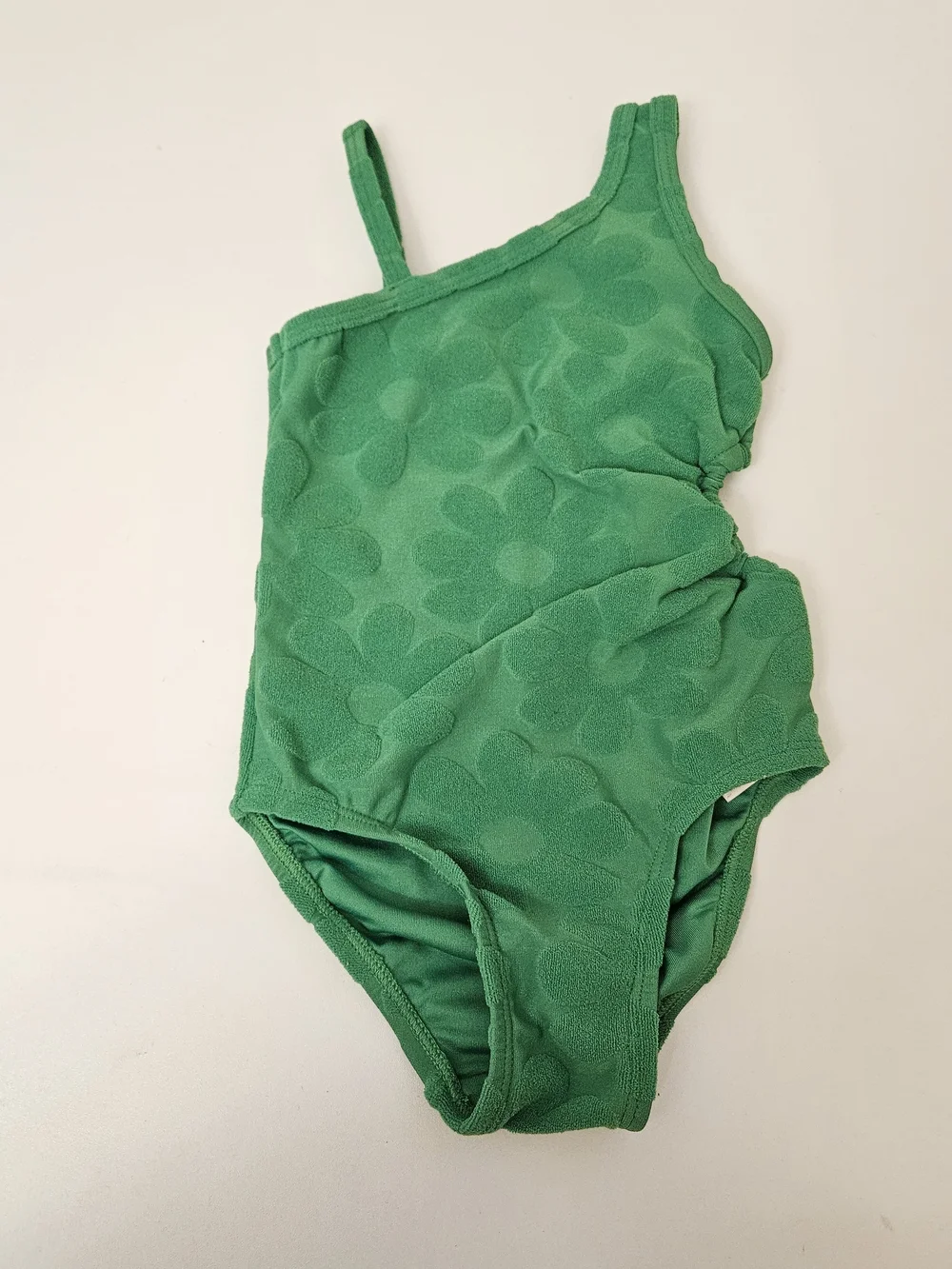 Old Navy Green One-Shoulder Floral Texture One-Piece Old Navy Toddler Girls 2T